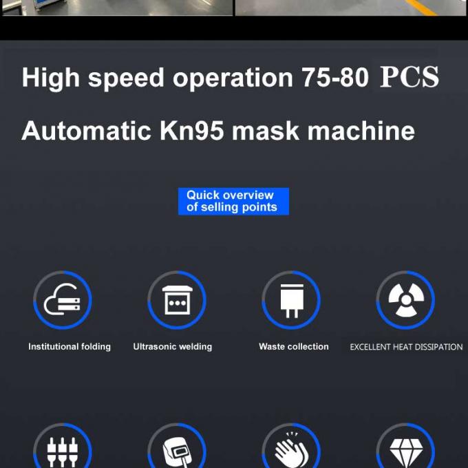 Fatura automática de alta velocidade global da máscara da máquina da máquina kn95 da máscara Kn95 da garantia 100-120pcs/min